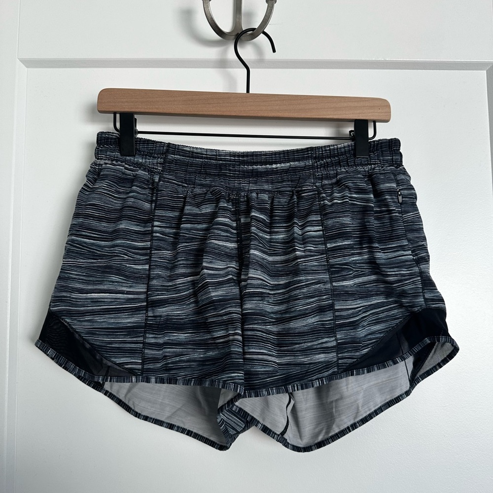 Women's Black and Gray Blue Striped Shorts